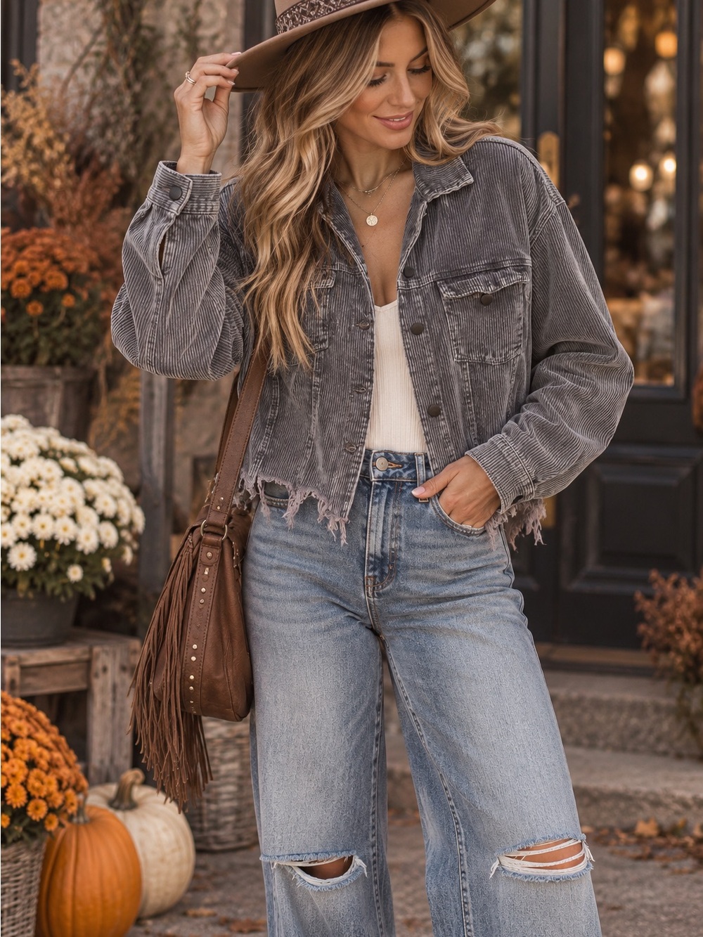 POL Corduroy Cropped Tucker Jacket size small